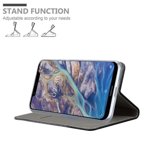 Fodral för Nokia 7.1 PLUS / X7 i GRÅ SVART Cadorabo Cover Protection magnetisk stängning Mörkgrå