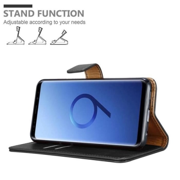 Fodral till Samsung Galaxy S9 PLUS - CADORABO - Svart - Imiterat läder - Stativfunktion - Kortfack Svart