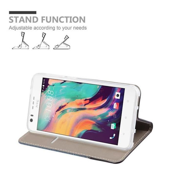 HTC Desire 10 LIFESTYLE Fodral - Desire 825 i MÖRKBLÅ SVART från Cadorabo (TYG-LÄDERDESIGN) Helt skyddsfodral Mörkblå