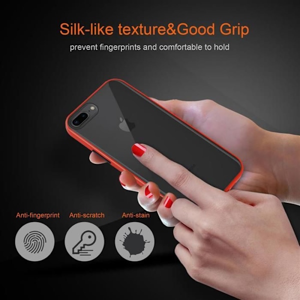 Skydd för Apple iPhone 6 PLUS / 6S PLUS / 7 PLUS / 7S PLUS / 8 PLUS Fodral i Frostig Röd - Svarta Knappar Case Etui Cover Vit