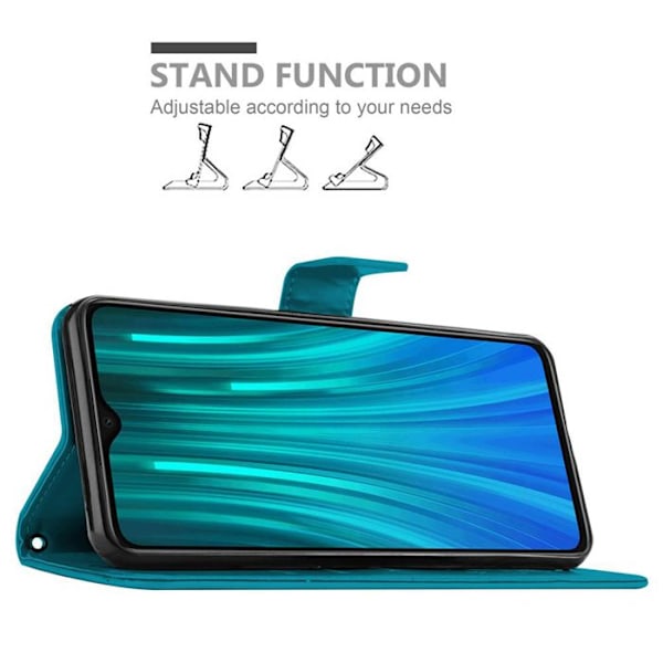Coque för Xiaomi RedMi NOTE 8 PRO Fodral i BLÅ BLOMMIG Smartphoneväska Skyddande Blommigt Plånboksfodral Blå