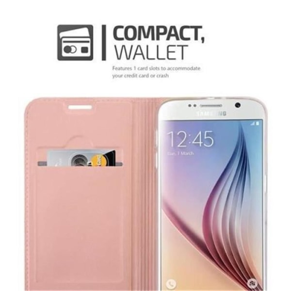 Samsung Galaxy S6 Fodral i CLASSY ROSÉ GOLD från Cadorabo (METALLIC MATT Design) Helt skyddsfodral med Flip Flip och