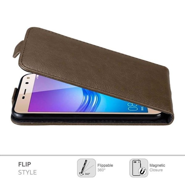 Skyddsfodral för Huawei Y5 2017 / Y6 2017 Etui i MÖRKBRUNT Fodral Skydd Flip magnetiskt Plånbok kastanj