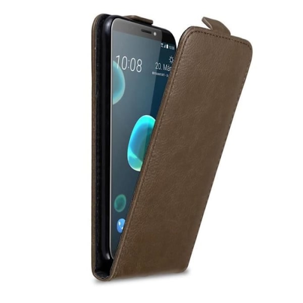 Flip-fodral - CADORABO - HTC Desire 12 PLUS - Brunt konstläder - Magnetisk stängning - Fullständigt skydd kastanj