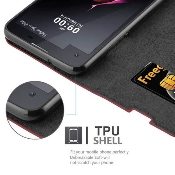 LG X SCREEN Fodral i APPLE RED från Cadorabo (INVISIBLE MAGNETIC CLOSURE Design) Helt skyddsfodral med flipskydd