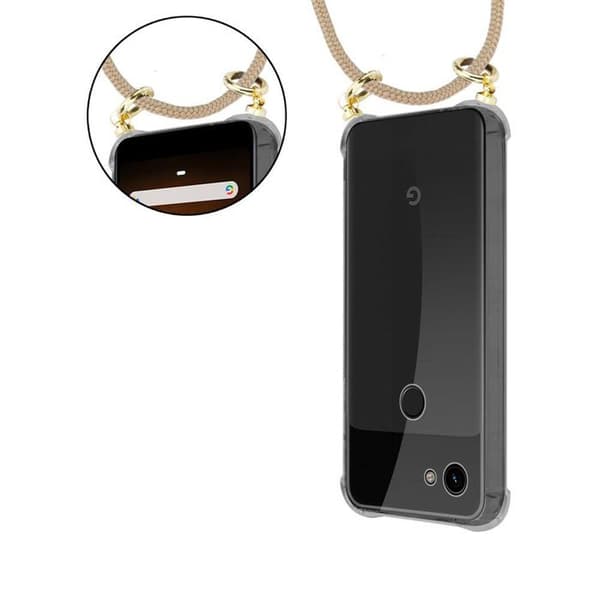 Fodral för Google PIXEL 3A med axelrem i GLANSIG BRUN med justerbar snodd brun