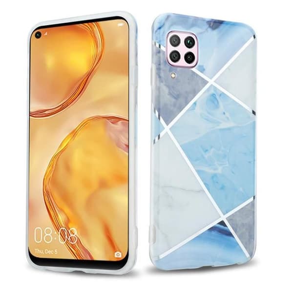 Skal för Huawei NOVA 6 SE / P40 LITE / NOVA 7i i Marmor Grå Vit Blå Nr. 2 Skyddsetui Blå