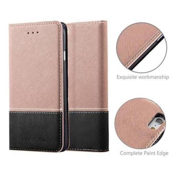 Apple iPhone 6 Fodral - iPhone 6S i SVART ROSA från Cadorabo (LÄDER-LÄDER COMBI Design) Komplett skyddsfodral med