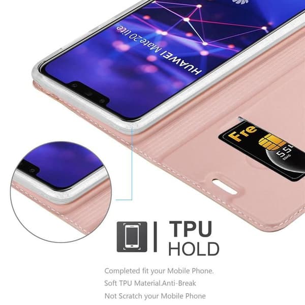 Fodral med lock för Huawei MATE 20 LITE Plånbok i KLASISKT ROSÉ Guld Stötsäker Ros