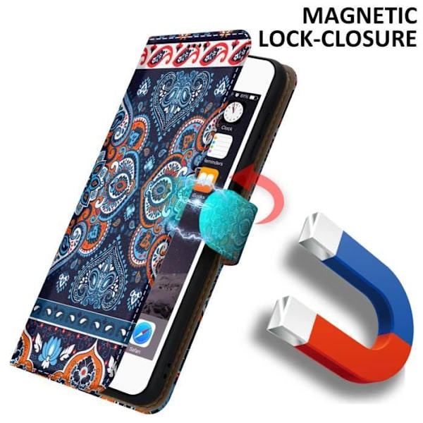 Coque - CADORABO - iPhone 6 PLUS / 6S PLUS - Similicuir - Magnetisk stängning - Blå Blå