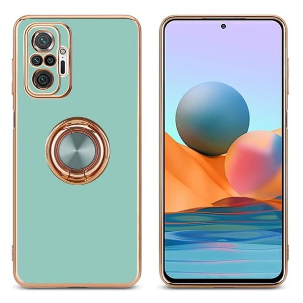 Fodral för Xiaomi RedMi NOTE 10 PRO Glansig Turkos - Guld med kameraskydd Blå
