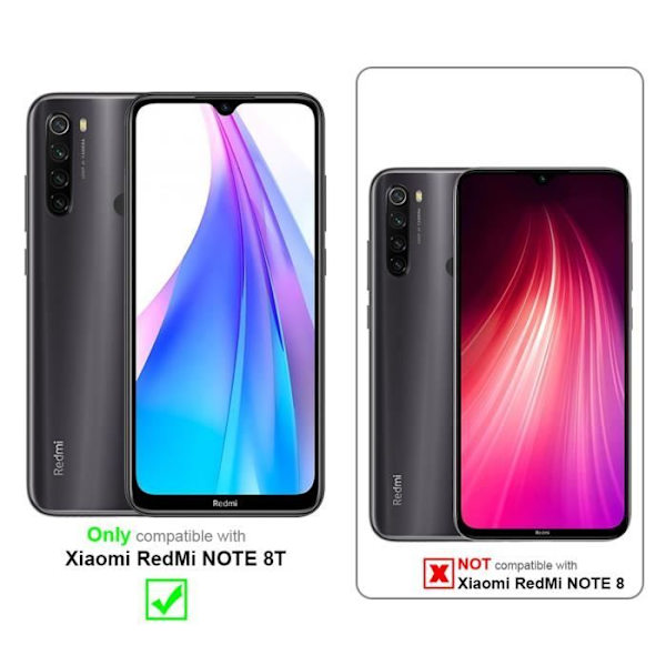 Coque - CADORABO - Xiaomi RedMi NOTE 8T - Svart Natt - Magnetisk stängning - Stödfunktion NATTSVART