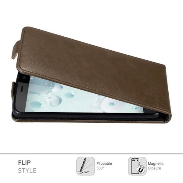 Etui - Cadorabo - HTC U PLAY - Syntetiskt läder - Brun - Heltäckande skydd kastanj