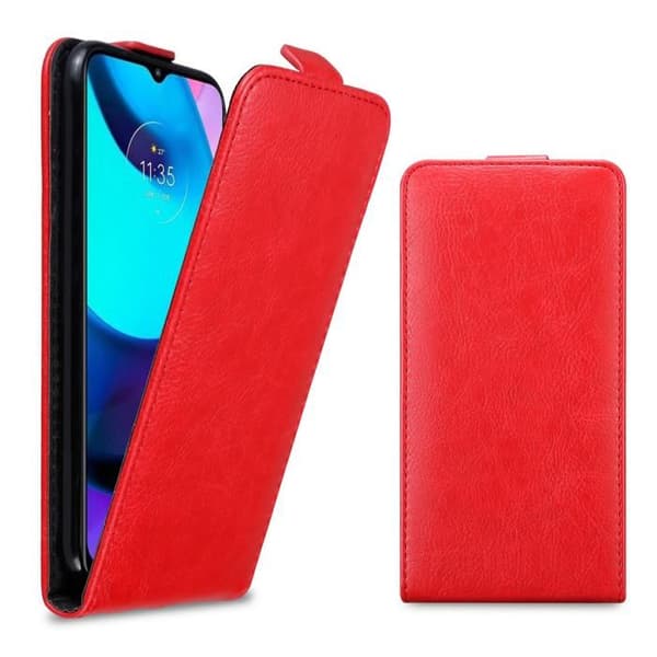 Etui för Motorola MOTO E20 / E30 / E40 Flip-skal i ÄPPLE RÖD Skyddsfodral Röd