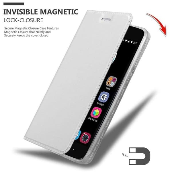 Flip-fodral för ZTE Blade V8 Etui i KLASSISK SILVER Plånbok Stötsäker Grå