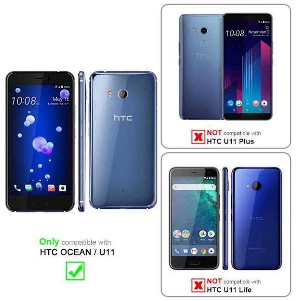 Skärmskydd i härdat glas för HTC U11 - CADORABO - Reptålig - Tjocklek 0,3 mm Transparent