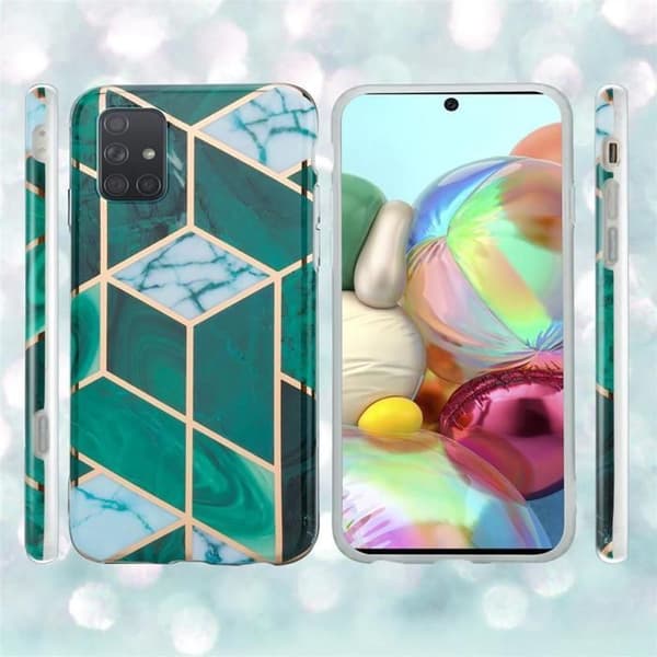 Skyddsfodral för Samsung Galaxy A71 5G i Marmor Guld Vit Mörkgrön Nr. 6 Skyddsetui Grön