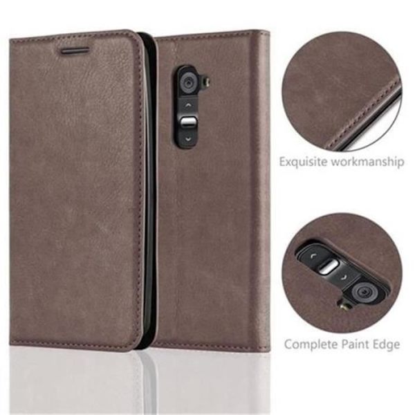 LG G2 Fodral i KAFFEBRUN från Cadorabo (INVISIBLE MAGNETIC CLOSURE Design) Helt skyddsfodral med Flip Flip och