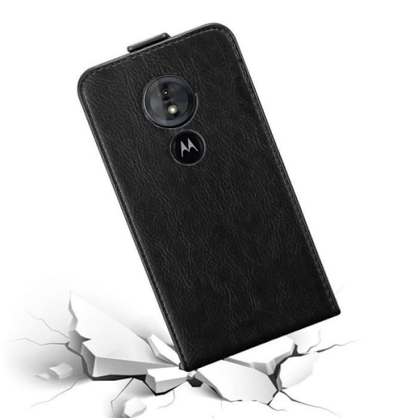 Coque - CADORABO - MOTO G6 PLAY - Syntetiskt läder - Magnetisk stängning - Heltäckande skydd Svart