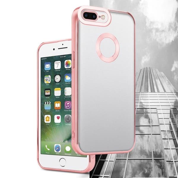 Transparent skal för iPhone 7 PLUS / 7S PLUS / 8 PLUS - Rosa Stötskydd Chrome Design Vit