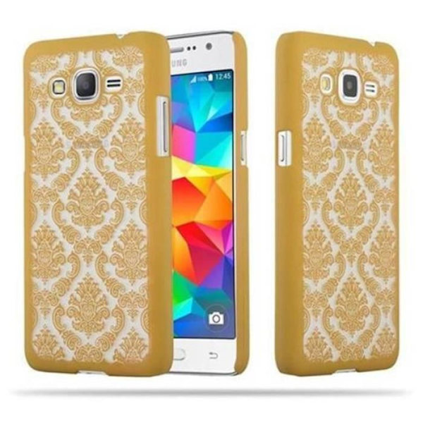 Cadorabo Mandala Fodral till Samsung Galaxy GRAND PRIME - Henna Paisley GULD-TRANSPARENT Bumper Cover GULDTRANSPARENT