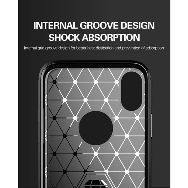 Skal för iPhone X / XS Borstad Svart Kolfiber Design Svart