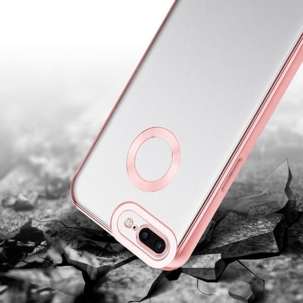 Transparent skal för iPhone 7 PLUS / 7S PLUS / 8 PLUS - Rosa Stötskydd Chrome Design Vit