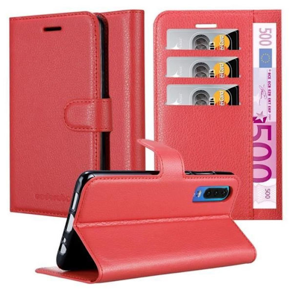 Fodral - CADORABO - Huawei P30 - Läderimitation - Röd - Stativfunktion Röd