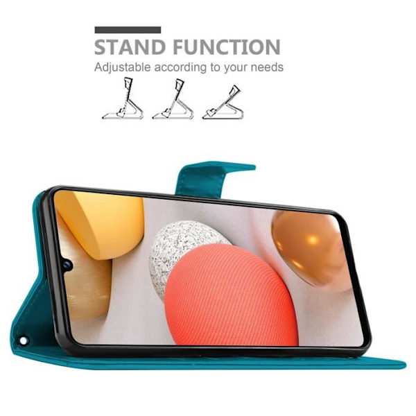 Coque - CADORABO - Samsung Galaxy A42 5G / M42 5G - Blommigt Fodral - Konstläder - Magnetiskt Plånbok BLOMMA BLÅ