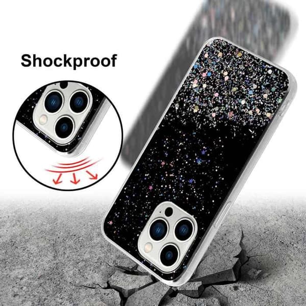 iPhone 14 PRO Skal Svart med Glitter Skydd Glittrande Design Svart