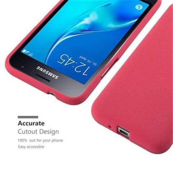 Fodral Samsung Galaxy J1 2016 FROST RÖD Cadorabo FROST TPU Silikonskydd Fodral Skydd Ultra Slim Fin Bumper