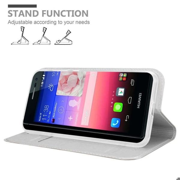 Flip-fodral för Huawei ASCEND P7 Etui i KLASSISK SILVER Plånbok Stötsäker Grå