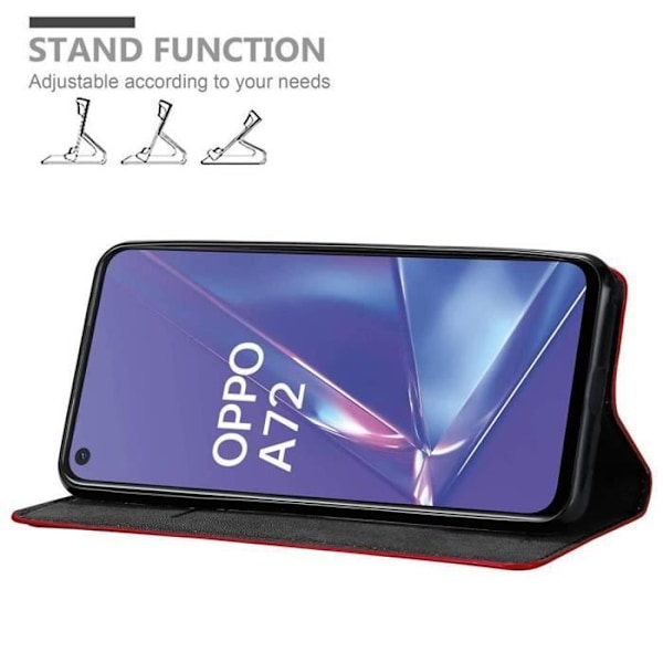 Fodral - CADORABO - Oppo A52 - Äppelröd - Magnetisk stängning - Stativfunktion ÄPPELRÖD