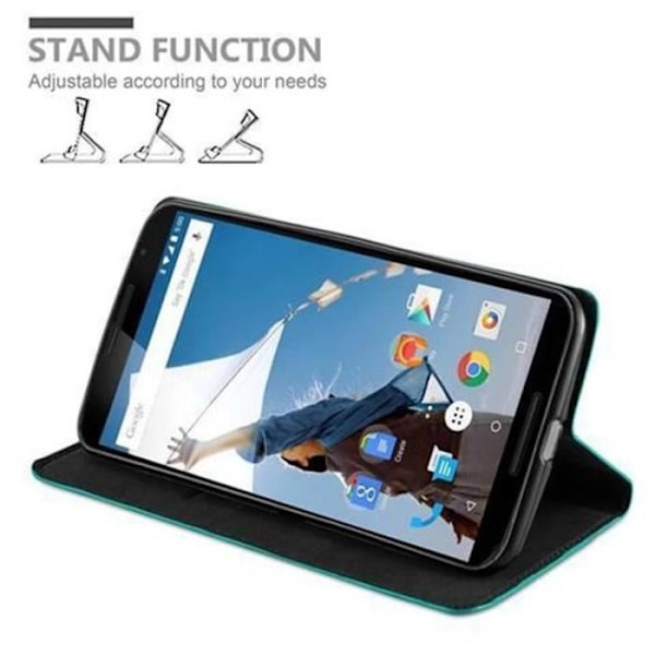 Cadorabo Fodral Google NEXUS 6 OIL TURQUOISE TURQUOISE Osynlig magnetisk STÄNGNING Fodral Fodral Fodral Fodral stöder stativ och kortplats
