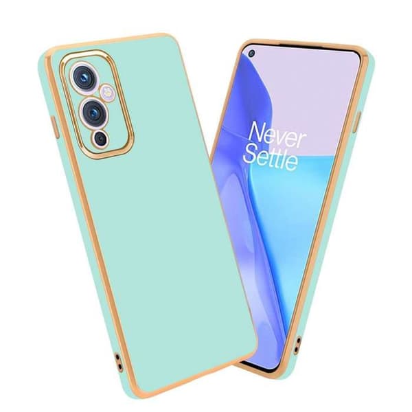 Fodral för OnePlus 9 Glansig Mintgrön - Guld med skydd för kamera Grön