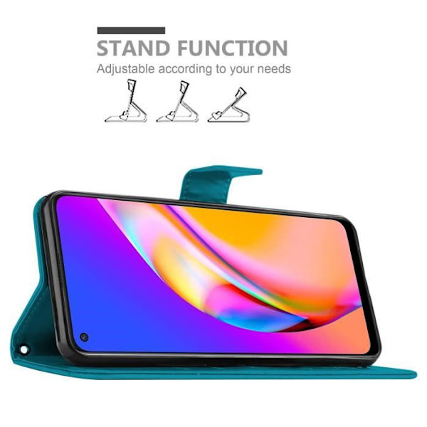 Coque för Oppo A94 5G - CADORABO - BLÅ BLOMMIG - Syntetiskt läder - Ställfunktion - Kortsidor BLOMMA BLÅ