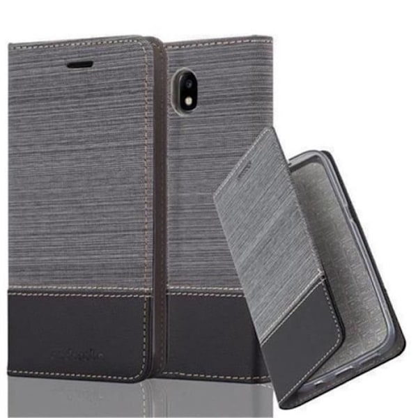 SAMSUNG GALAXY J5 2017 FODRAL (7) I CADORABO SVART GRÅ (TYG-PU DESIGN) KOMPLETT SKYDDSFODRAL MED LOCK Mörkgrå
