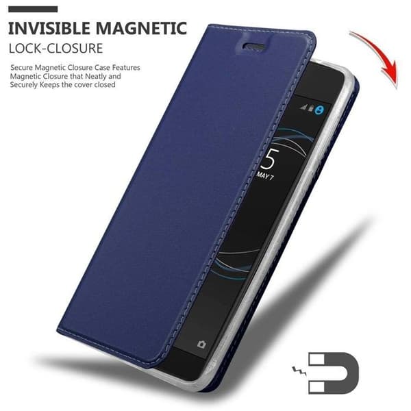 Flip-fodral för Sony Xperia L1 Etui i MÖRKBLAU CLASSY Plånbok Stötsäker Blå