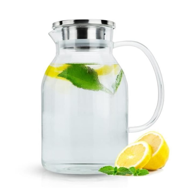 Karaff - INTIRILIFE - 1,8 L - Glas - Lock med avtagbart filter - Modern design Transparent
