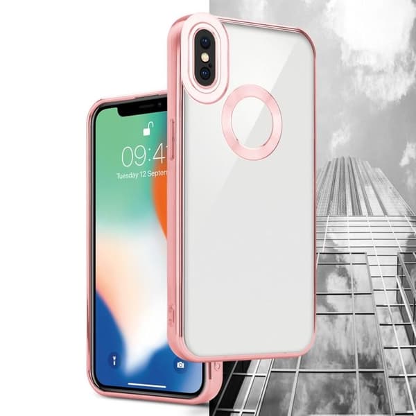 Transparent iPhone XS MAX-fodral - Rosa Stötsäker Chrome Design Vit