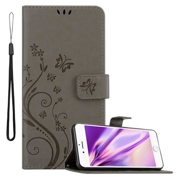 Cadorabo Fodral till Apple iPhone 6 PLUS / iPhone 6S PLUS i Grå - Blommig design Grå