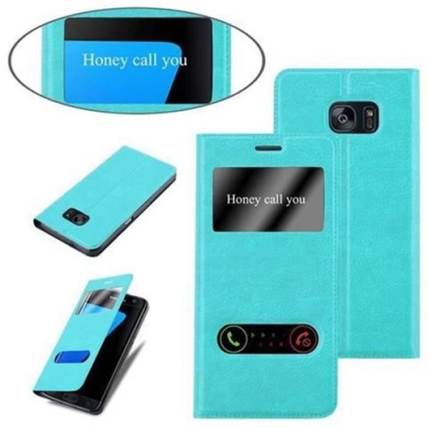 Samsung Galaxy S7 EDGE Fodral i MINT TURQUOISE från Cadorabo (Design VIEW) Helt skyddsfodral med flipskydd, stativ