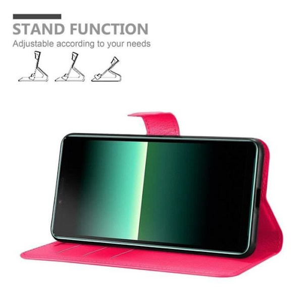 Coque - CADORABO - Sony Xperia 10 II - Simili läder - Stöd funktion - 3 kortfickor Rosa
