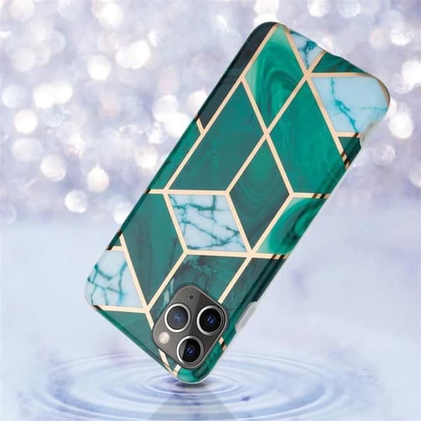iPhone 11 PRO MAX-fodral i mörkgrön vit marmor nr 6 skyddsetui Grön