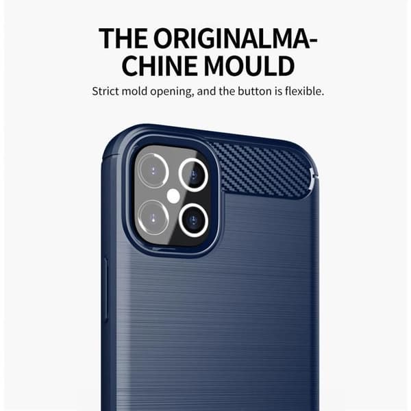Skal för iPhone 12 PRO MAX BORSTAD BLÅ Kolfiberdesign Blå