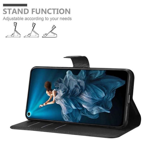 Coque - CADORABO - Honor 20 / 20S / Huawei NOVA 5T - Syntetiskt läder - Magnetstängning - Ställfunktion KOLSVART