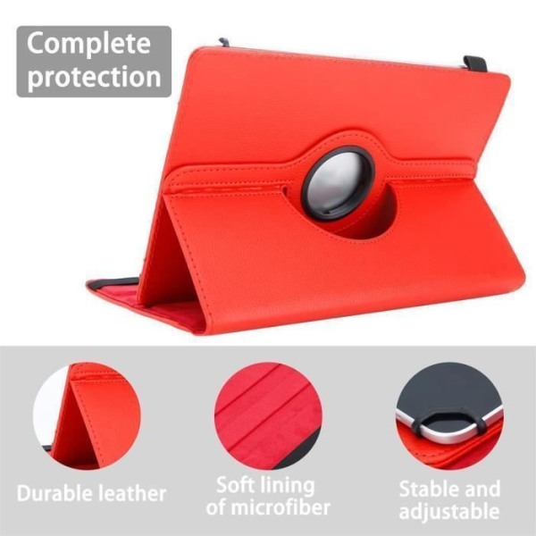 Cadorabo Tablet Case för Lenovo Tab E10 (10.1) i rött 360 graders skyddsfodral Stativ i konstläder