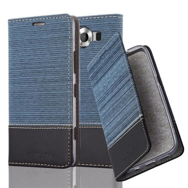 Nokia Lumia 950 Fodral i MÖRKBLÅ SVART från Cadorabo (TYG-LÄDERDESIGN) Helt skyddsfodral med flipskydd och Mörkblå