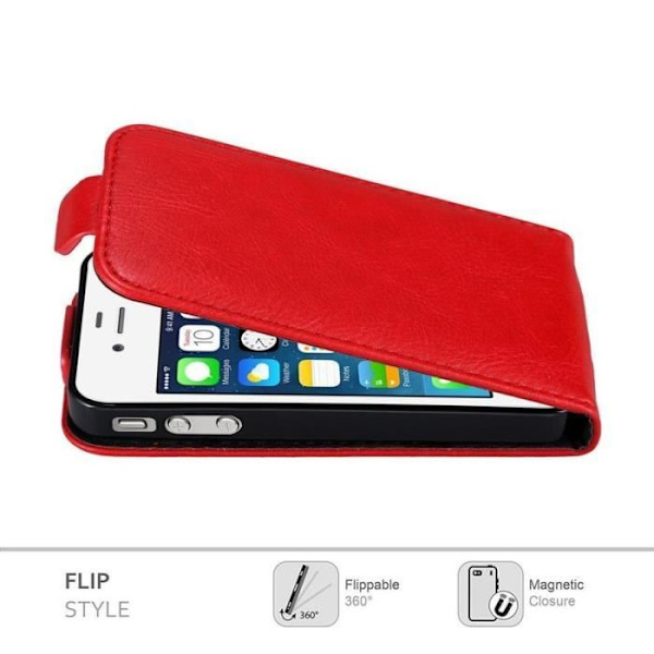 Skyddshölje - CADORABO - iPhone 4 / iPhone 4S - Röd - Syntetläder - Magnetstängning Röd