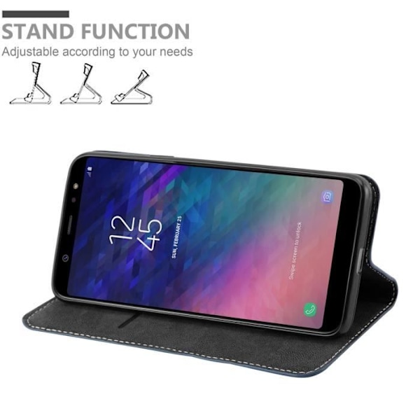 Coque - CADORABO - Samsung Galaxy A6 PLUS 2018 - Similskinn - BLÅ BRUN - Magnetisk stängning BLÅ BRUN